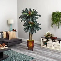 6ft. Double Sago Palm Tree in Decorative Planter