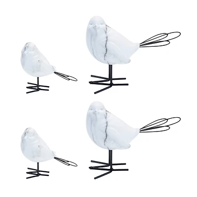 Marble Print Bird Figurines Set
