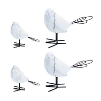 Marble Print Bird Figurines Set