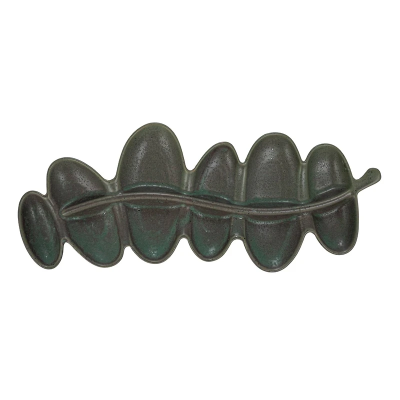 Hello Honey® 20.5" Matte Brown Stoneware Abstract Leaf Shaped Plate