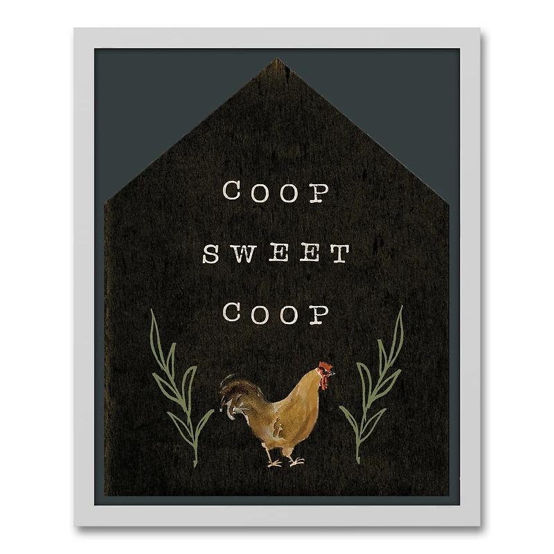 Coop Sweet Coop White Framed Canvas Wall Art