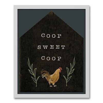 Coop Sweet Coop White Framed Canvas Wall Art