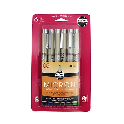 Pigma® Micron™ 05 Fine Line Pen 6 Earth Colors Set