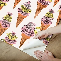 By Dylan M Orange Floral Ice Cream Peel & Stick Wallpaper
