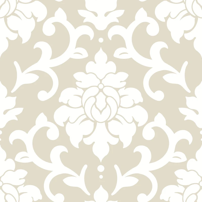 RoomMates Taupe Damask Peel & Stick Wallpaper