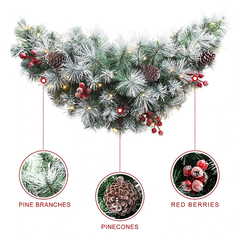 Glitzhome® 3ft, Pre-Lit Pinecones & Berries Artificial Christmas Swag