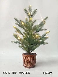 20" Pre-Lit Artificial Pine Christmas Tree with Basket, Warm White LED Lights