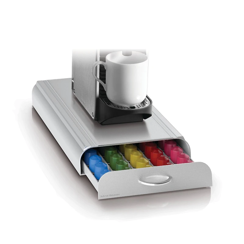 Mind Reader Silver Single Drawer Coffee Pod and Accessories Holder