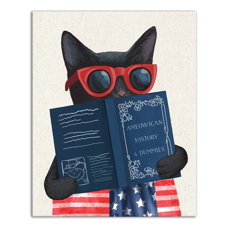 16" x 20" Patriotic Cat Canvas Wall Art