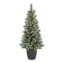 4ft. Pre-Lit Glitter Artificial Christmas Tree in Planter, Clear Lights