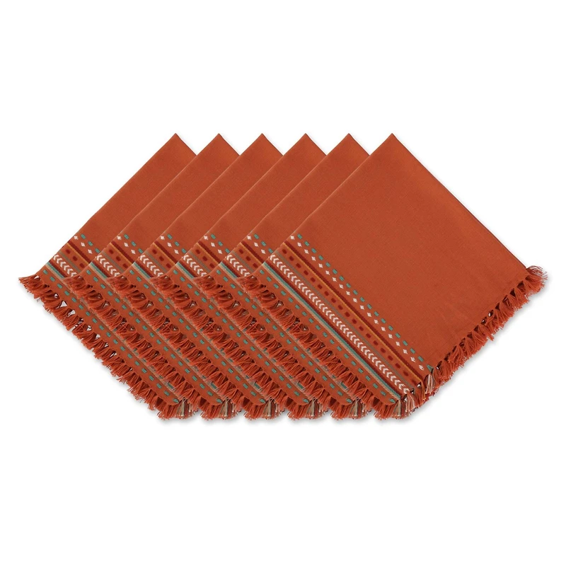 DII® Sedona Sunset Hacienda Stripe Fringed Cloth Dinner Napkins, 6ct.