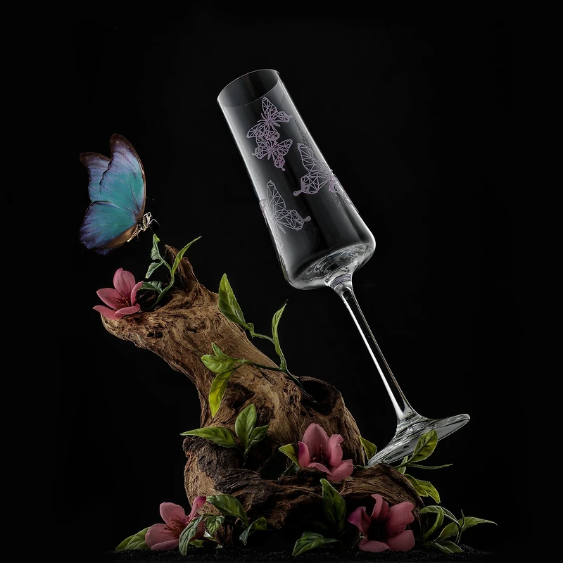 JoyJolt® 10oz. Meadow Butterfly Crystal Champagne Flute Set, 2ct.