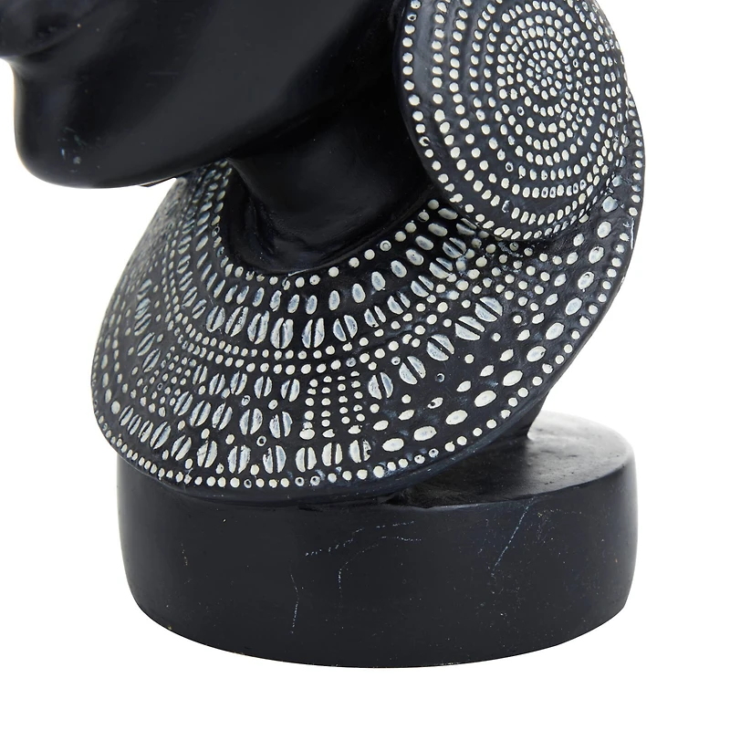 Set of 2 Black Polystone Eclectic Sculptures, 11" x 5" x 8"