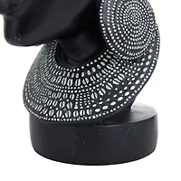 Set of 2 Black Polystone Eclectic Sculptures, 11" x 5" x 8"