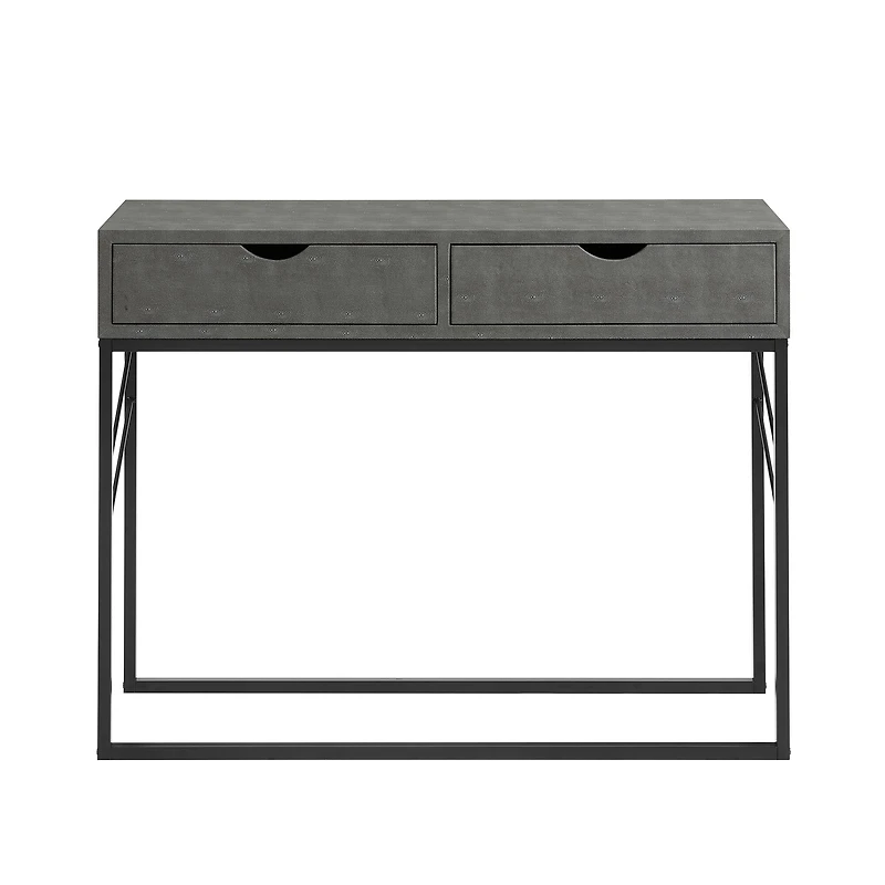 Walker Edison Gray 2-Drawer Faux Shagreen Entry Table