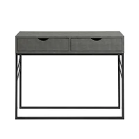 Walker Edison Gray 2-Drawer Faux Shagreen Entry Table