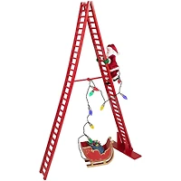 4ft. Animated Lighted Musical Santa Climbing Ladder Christmas Decoration