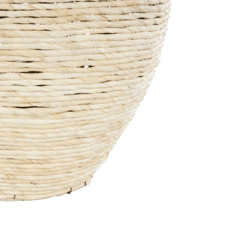 13.5" Cream Seagrass Handmade Wrapped Pot Decorative Vase