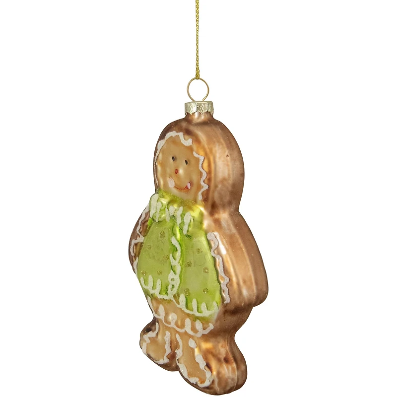 4.5" Bronze & Brown Glass Gingerbread Christmas Ornament