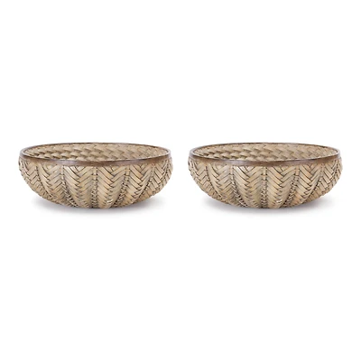 9" Decorative Wicker Design Bowls, 2ct.