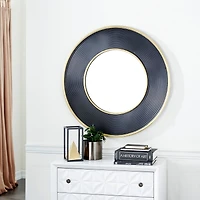 CosmoLiving by Cosmopolitan 35" Black Modern Metal Round Wall Mirror