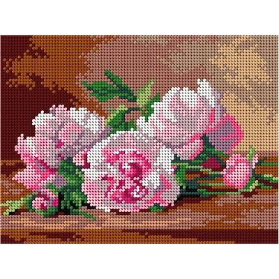 Orchidea Needlepoint Canvas For Halfstitch Without Yarn After Jules Alexandre Gamba De Preydour - Peonies - Printed Tapestry Canvas