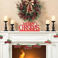 Glitzhome® 18" Red Metal Merry Christmas Table Décor