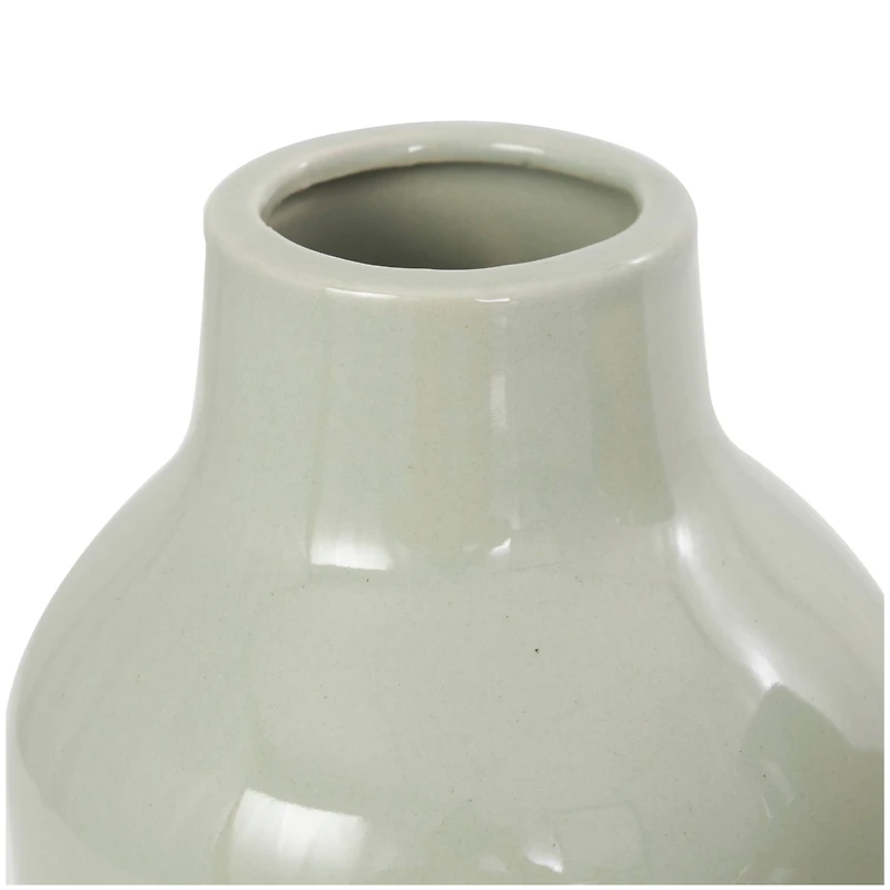 8" Green Ceramic Minimalistic Rounded Vase Set