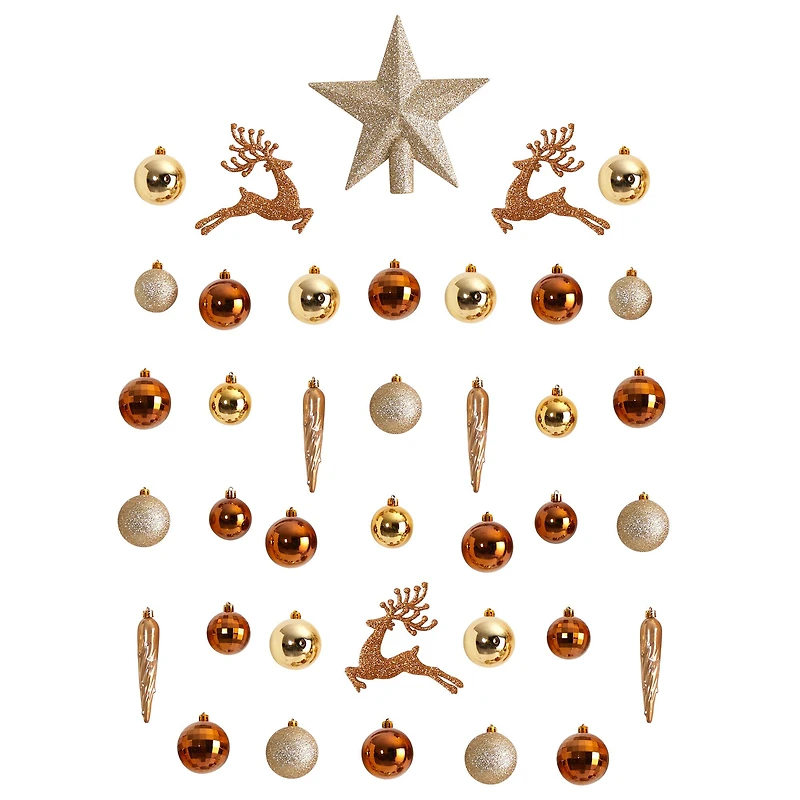 40ct. Gold Shatterproof Lux Christmas Ornament Set