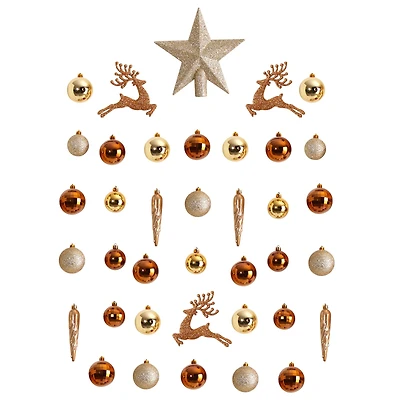 40ct. Gold Shatterproof Lux Christmas Ornament Set