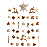 40ct. Gold Shatterproof Lux Christmas Ornament Set