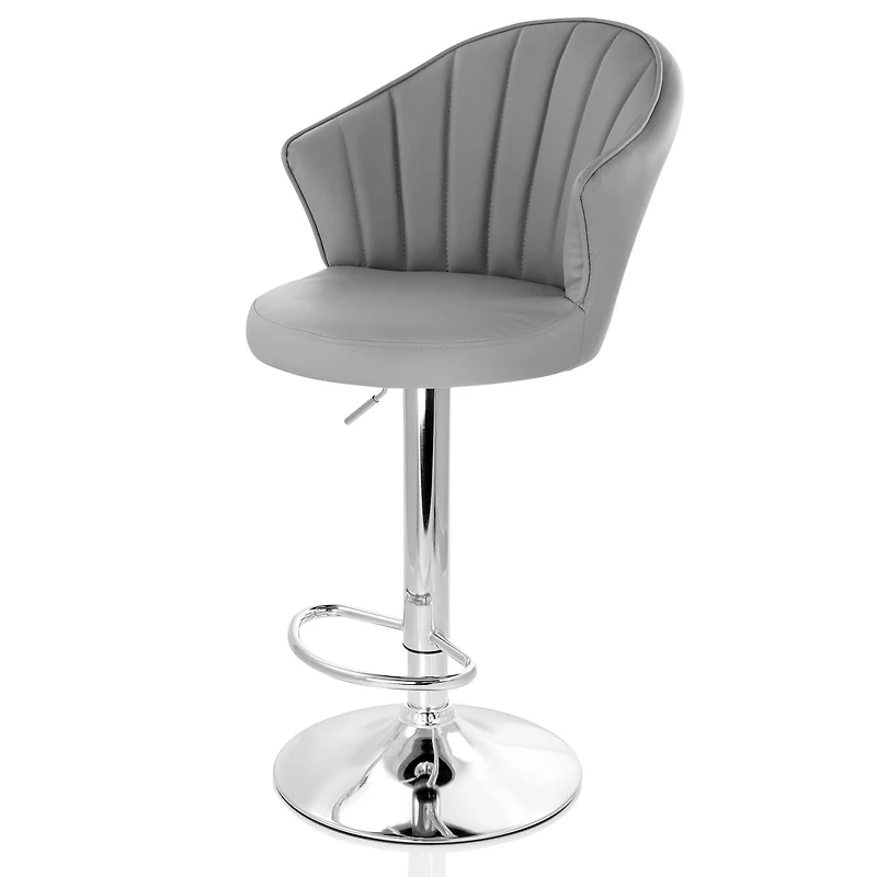 Elama Dark Gray Shell Faux Leather Bar Stool, 2ct.