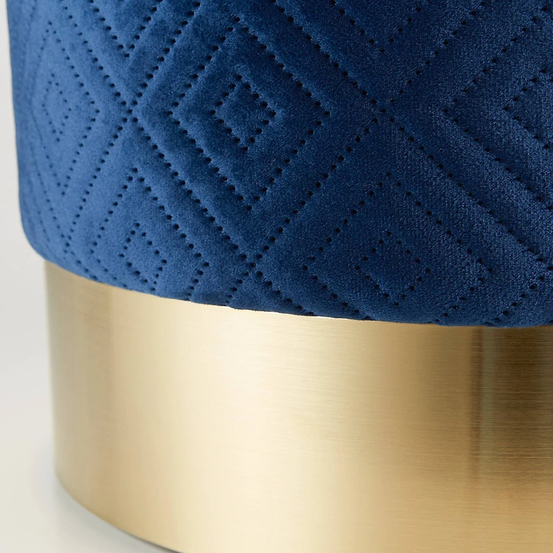 16.5" Navy Blue Velvet Stool