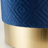 16.5" Navy Blue Velvet Stool