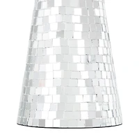 Silver Handmade Glass Mosaic Mushroom Mirror Sculpture Set