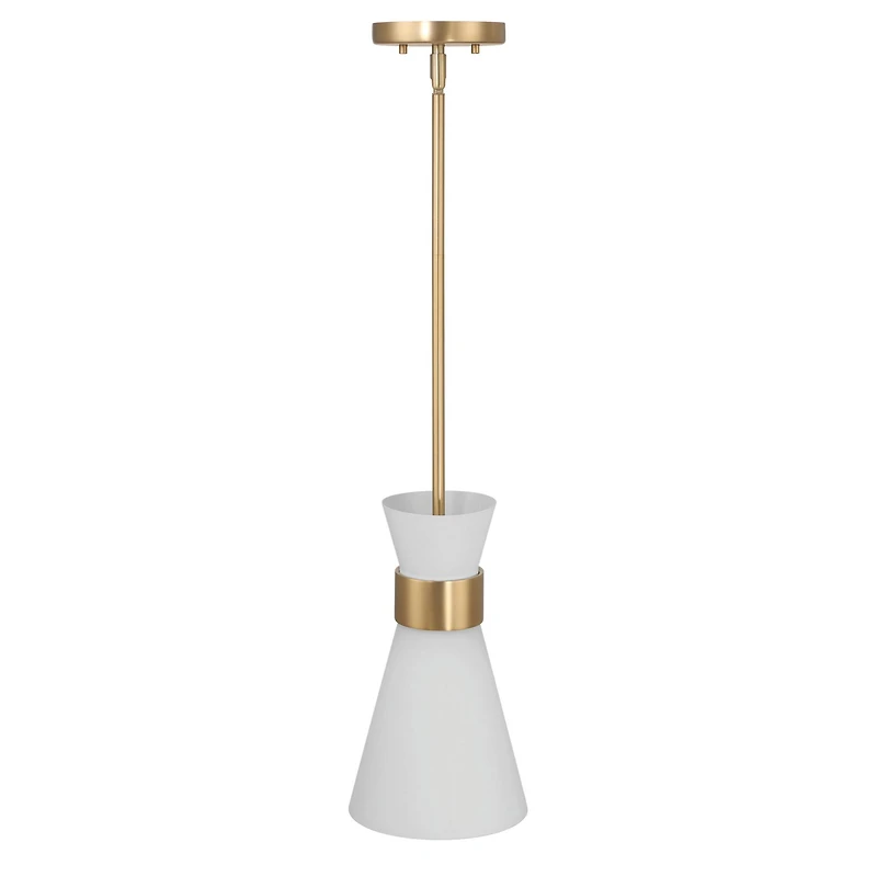 Hello Honey® Kit White & Gold Modern Minimalist Tapered Opal Glass & Metal Ceiling Light