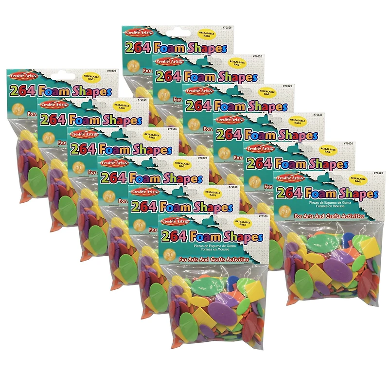 Charles Leonard Foam Shapes, 12 Packs of 264