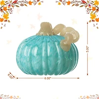 Glitzhome® 6" Fall Turquoise Round Glass Pumpkin