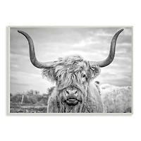 Stupell Industries Black & White Highland Cow Wall Plaque