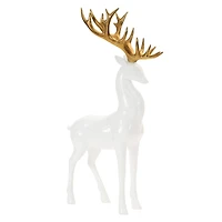Gold and White Antler Modern Holiday Deer Decor, Set of 2