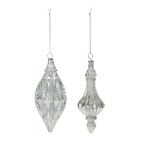 12ct. Glittery Glass Finial Drop Ornaments