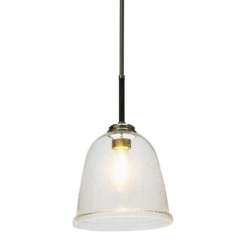 Hello Honey® Robert Stevenson Lighting Landry 11" Black & Nickel Seedy Glass & Metal Ceiling Light