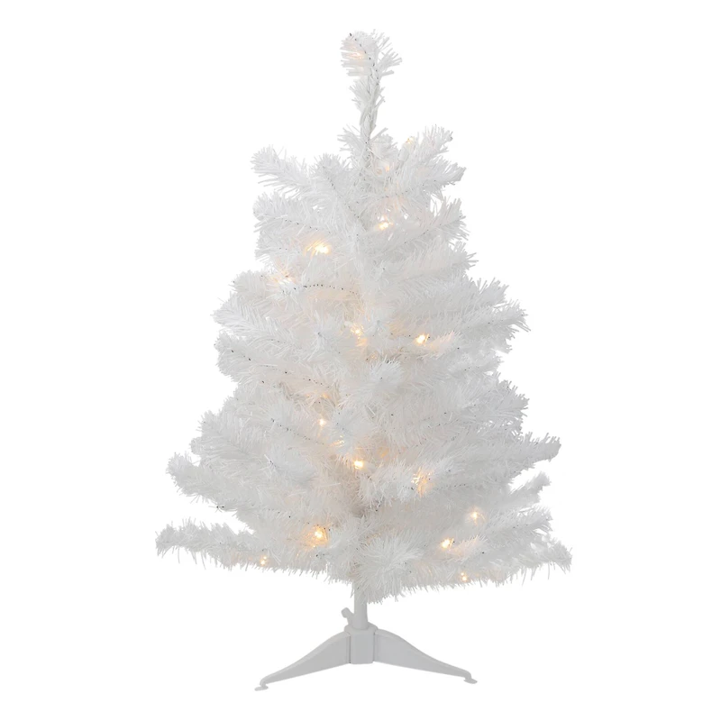 2ft. Pre-Lit White Medium Artificial Christmas Tree, Clear LED Lights