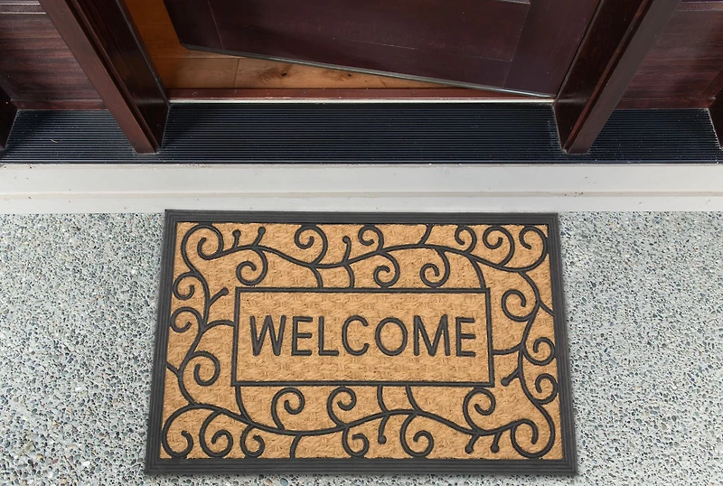 DII® Tuffridge Light Swirls Welcome Coir & Rubber Doormat