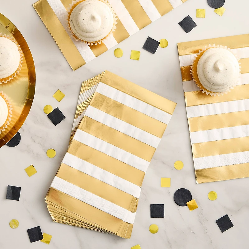 Gold Foil Stripes Paper Napkins by Celebrate It™, 16ct.