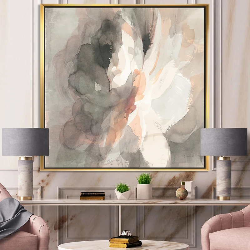 Designart - Abstract Peony Grey