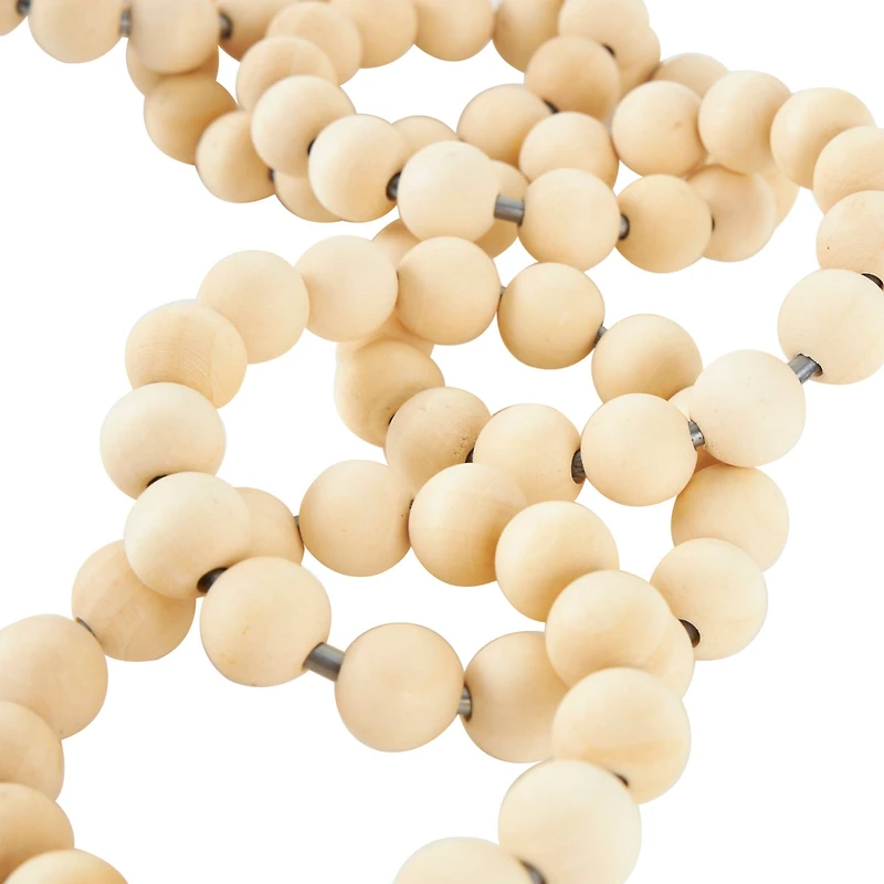 20" Light Brown Wood Chain Beaded 9 Link Sculpture