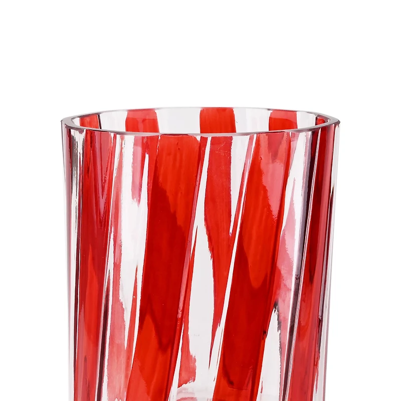 8" Red & White Stripe Glass Vase by Ashland®