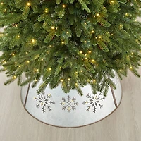 Glitzhome® Silver 26" LED Snowflake Cutout Metal Tree Collar