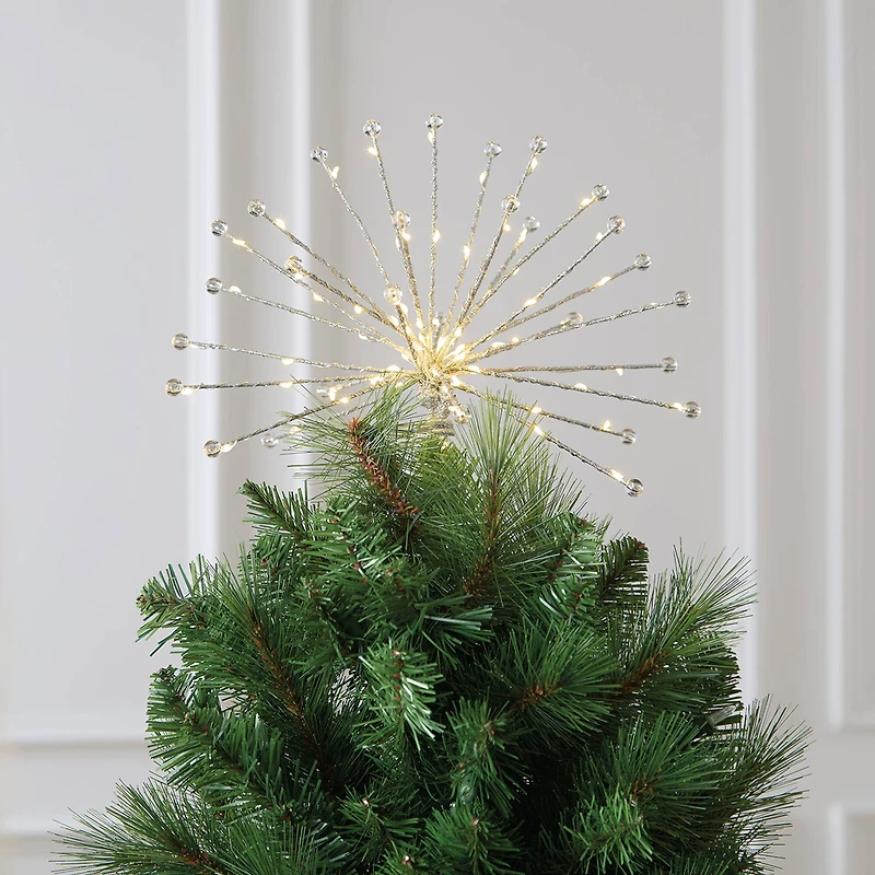 12" Silver Sunburst Lighted Tree Topper by Ashland®